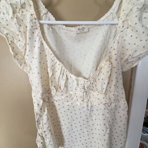 Brandy Melville Cream Mini Floral Button-Front Tunic Dress